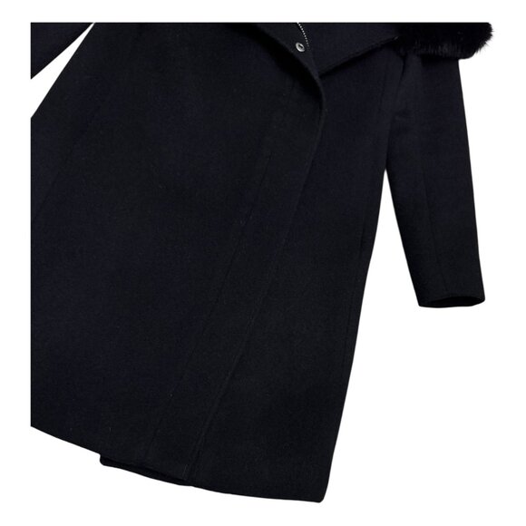 CLUB MONACO Faux Fur WOOL Luxury Designer Winter Business Pea Coat Womens XS - Picture 7 of 7